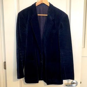 Navy blue European corduroy blazer